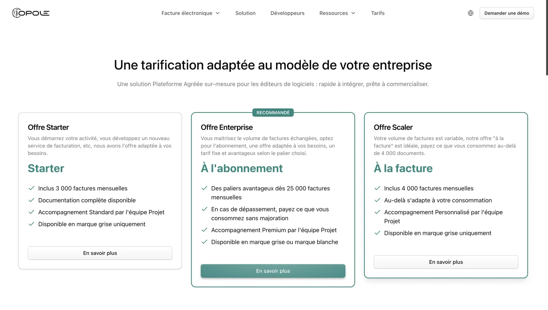 Structure tarifaire IOPole avec frais de setup et coût au volume Structure tarifaire IOPole avec frais de setup et coût au volume